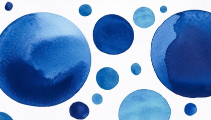 abstract blue watercolor circles pattern on white background