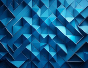 abstract blue geometric pattern with interlocking triangles and shadows
