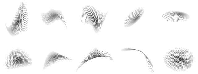 vector illustration of many types of halftone shapes editable 