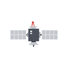 Satellite Illustration with Solar Panels and Antenna.