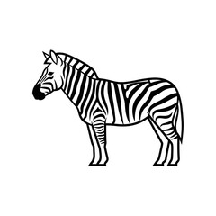 Striking monochrome illustration of a zebra standing proudly in profile.