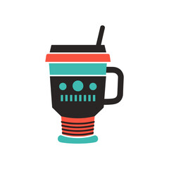 Obraz premium Stylish coffee cup design with a modern and colorful aesthetic for beverages.