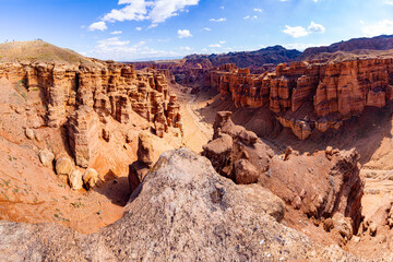 Charyn Canyon, Valley of Castles. The excellence of Kazakhstan. Panorama of natural unusual landscape