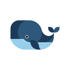 Obraz premium Stylized Blue Whale Illustration Geometric Design.