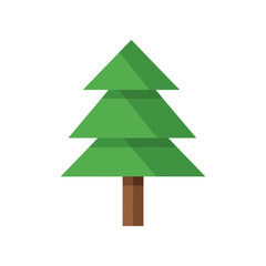 Obraz premium Stylized Green Christmas Tree with Brown Trunk Flat Design.