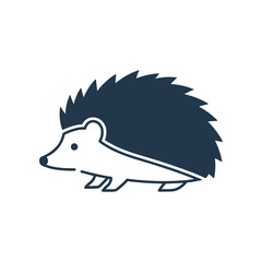Stylized Hedgehog Illustration with Dark Blue Spines and White Body. © Sugar