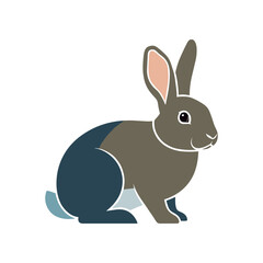Stylized Illustration of a Brown and Blue Rabbit.