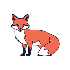 Obraz premium Stylized illustration of a red fox standing alert.