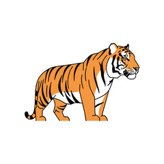 Obraz premium Stylized orange tiger standing in a side profile view.