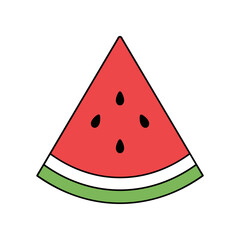 Watermelon slice with seeds and green rind a refreshing summer fruit.