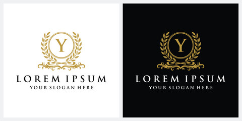 Initial letter Y justice legal attorney law firm, scout badge logo design vector icon concept