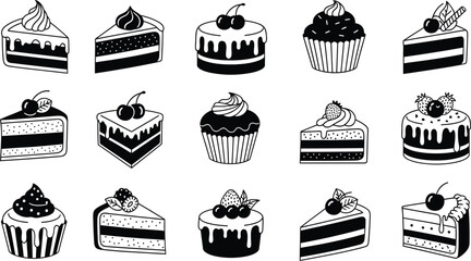 Collection of black and white line icons representing gardening and outdoor hobby activities