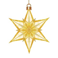 Gold glitter Christmas star isolated PNG. Shiny golden ornament decoration vector design