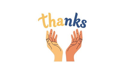 Hands with thanks message.