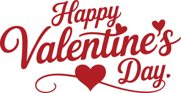 Lettering Happy Valentines Day banner. Valentines Day greeting card template with typography text happy valentine`s day and red heart and line on background. Vector illustration