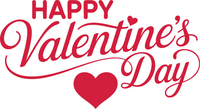 Lettering Happy Valentines Day banner. Valentines Day greeting card template with typography text happy valentine`s day and red heart and line on background. Vector illustration