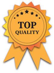 Fototapeta premium Top quality gold seal badge with award ribbon vector for premium product labels ui designs