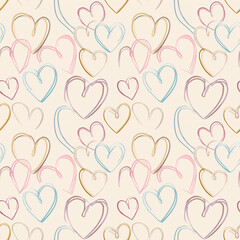 seamless pattern with hearts, minimalistic design 