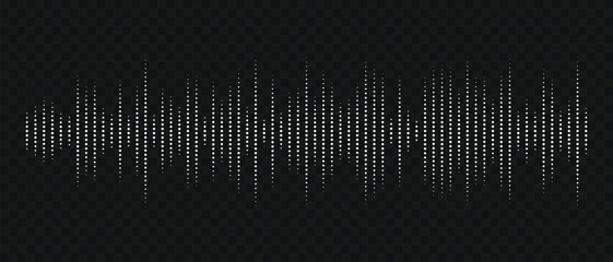 Black audio waveform pattern on transparent background, digital sound frequency visualization, abstract music wave design, vector