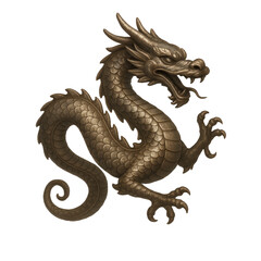 3D-style icon of a dragon sculpture representing China, metallic scales, floating posture