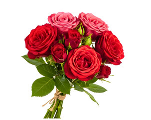 Obraz premium Bouquet of red and pink roses isolated on transparent background