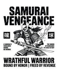 Action Pose Samurai Warrior with Katana for Vengeance and Wrath Theme
