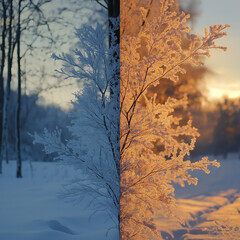 sunset in the forest