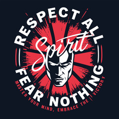 Martial Arts Badge with Respect All Spirit Fear Nothing Typography