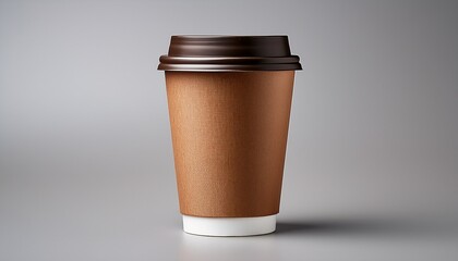 Minimalist Blank Kraft Paper Coffee Cup Mockup Isolated On Gray Background Paper Cup Coffee Cup Isolated Take Away Kraft Coffee Cup