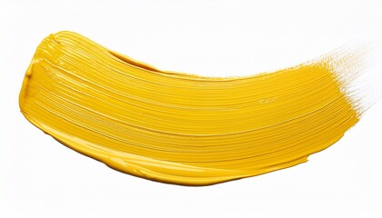 Yellow Brush Stroke Of Paint Isolated On Transparent Background