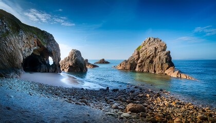Cave Beach And Rocks Guernsey