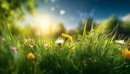 Lush Grass And Flowers