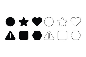 Basic Geometric Shapes and Interface Warning Icons Set