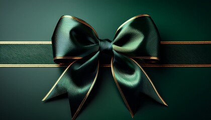 Elegant Dark Green Ribbon Bow With Golden Edges Perfect For Gifts And Decorations Adding A Touch Of Sophistication To Any Occasion