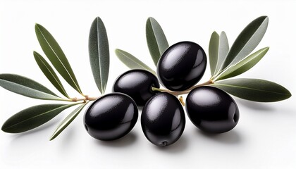 Black Olives On Branch Olive Branch Isolated On White