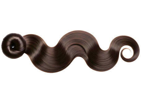 Dark brown wavy hair extension isolated on transparent background