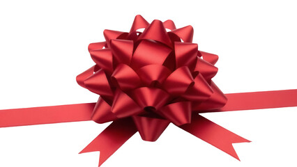 Festive red gift bow isolated PNG, decorative ribbon for Christmas presents and birthday...