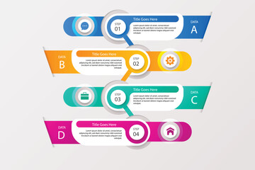 Colorful infographic template with four sections and icons © Murshida