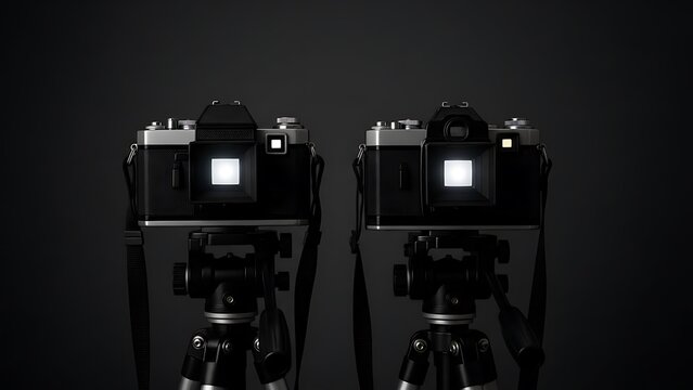 Two cameras on tripods
