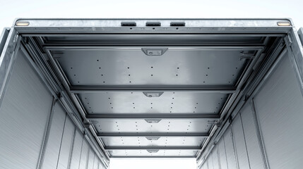 Fototapeta premium The inside of a truck with a metal roof