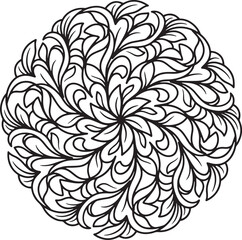 Fototapeta premium Intricate floral mandala design with curved lines and shapes