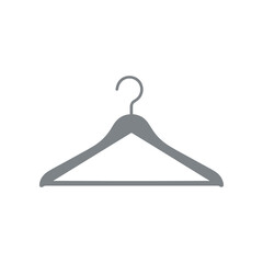 A Simple Gray Wooden Clothes Hanger Isolated on a White Background.
