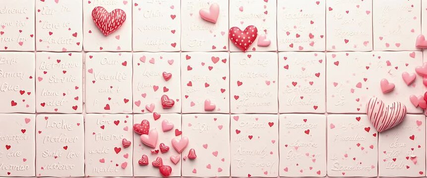 Valentine love letters seamless tile pattern with romantic scripts and heart accents for sentimental decor concept as Romantic scripts and heart accents arranged seamlessly for sentimental Valentines 