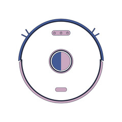 Modern Robotic Vacuum Cleaner Top View Illustration.