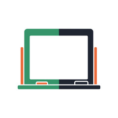 Modern Whiteboard with Colorful Frame and Stand.