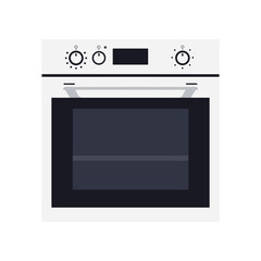 Fototapeta premium Modern White BuiltIn Oven with Digital Display and Sleek Design.