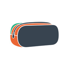 Orange and Teal Pencil Case with Zipper.