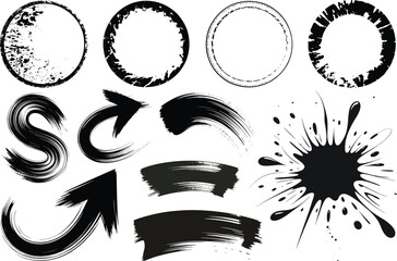 Bold Grunge Brush Paint Silhouette with Distorted Texture