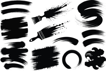 Abstract Grunge Paint Brush Silhouette for Modern Design