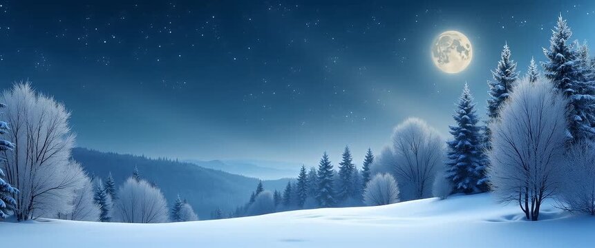 Winter nights seamless pattern with frosty trees soft snowflakes and quiet night skies for a calm reflective atmosphere concept as Calm winter night pattern with frosty trees soft snowflakes and night